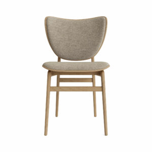 ELEPHANT DINING CHAIR NATURAL OAK - FRONT UPHOLSTERY SEAT AND BACK BARNUM BOUCLE COL 3 LINEN